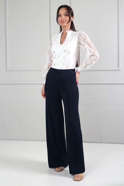 Women's Lycra Sandy Fabric Palazzo Trousers with Elastic Waist