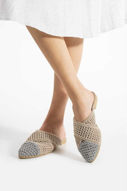 Women's Double Color Braided Crossed Closed Women's Slippers Home and Outdoor Slippers