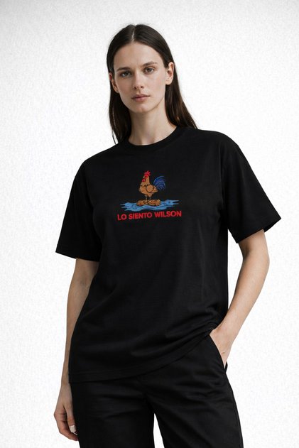 Unisex Women's Men's Lo Si̇ento Chicken Sea Front Printed Oversized Thick Fabric Relaxed Fit Cotton T-Shirt