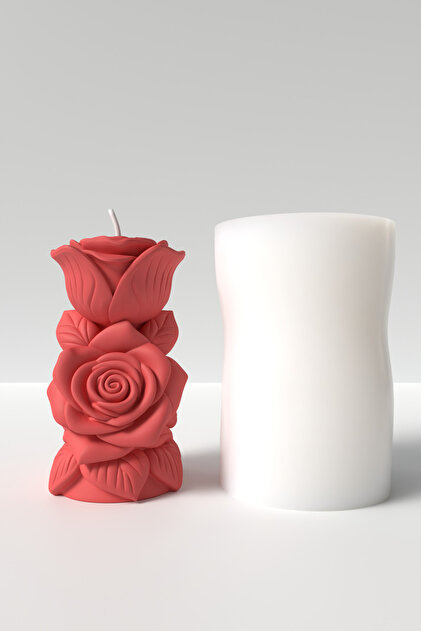 Gül Dalı Mum Silikon Kalıp 11 x 6 cm - Desenli Gül Dalı Şeklinde Mum Kalıbı