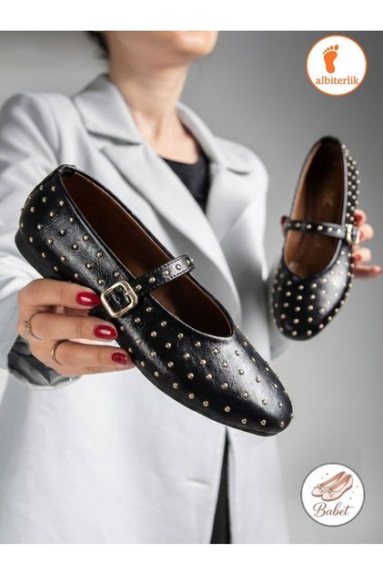 Women's Ballerinas with Stone Detail and Buckle, Mary Jane, Anatomical Comfortable Sole, Daily Stylish Women's Ballerinas