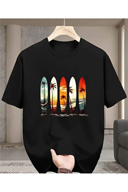 Stylish Casual Cotton Summer Printed Modern Surf-Themed T-Shirt