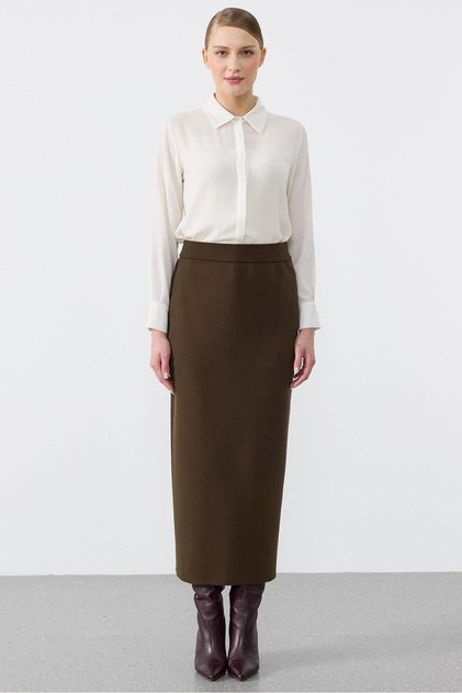 Knitwear Pencil Skirt Brown