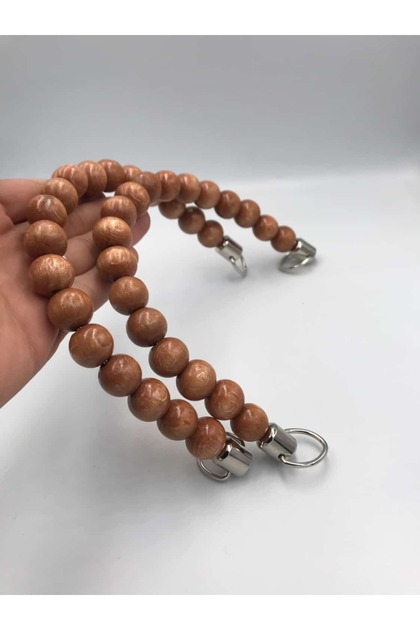 Zeyora Ahşap Yuvarlak Boncuklu Esnek Çanta Sapı (14-22 CM),Çanta