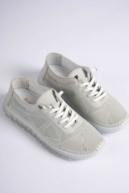 Genuine Leather Women's Casual Shoes – Orthopedic Sole, Perforated Laces Comfortable Mother & Comfort Shoes