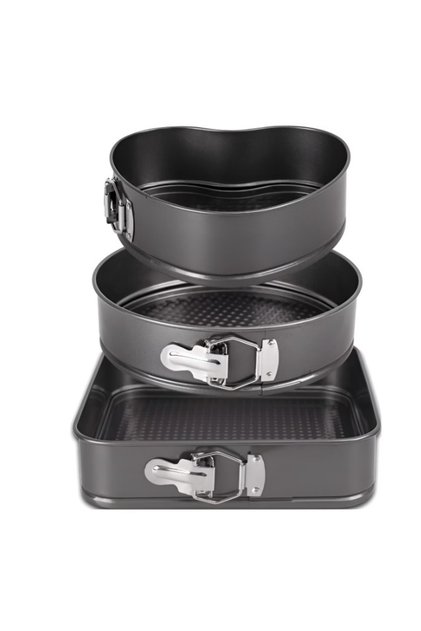 Set 3 tavi pentru copt forma Inima/Rotunda/Patrata cu baza detasabila 24/26/28 cm
