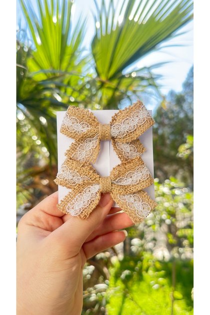 Baby Girl Straw Lace 2-Piece Bow