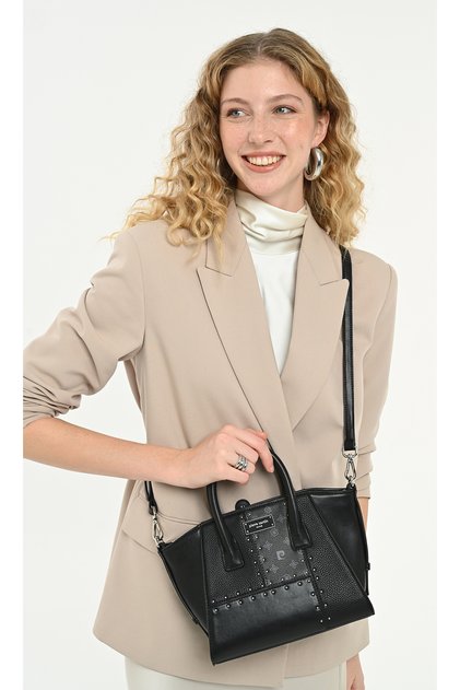 Black Zipper Closure Adjustable and Detachable Strap Women's Shoulder Bag 05Pc25K10360
