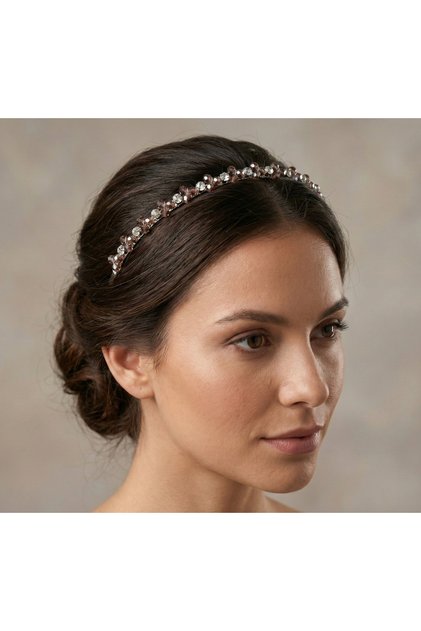 Pearl and Crystal Stone Bridal Crown Hairband