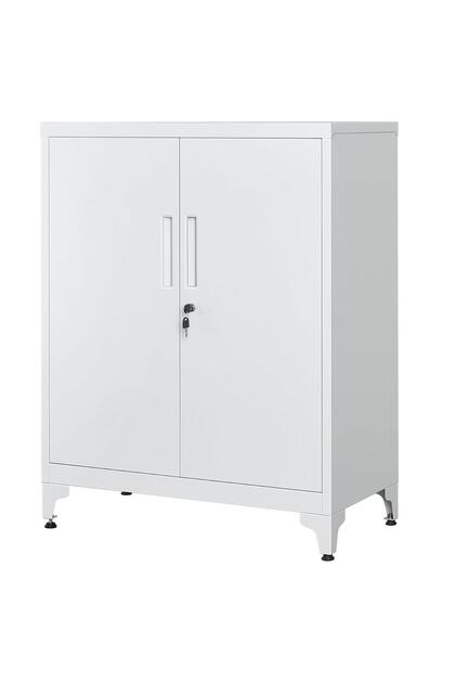 Dulap de depozitare multifuncțional cu 2 uși și încuietoare, metalic, 80x40x90 cm, gri
