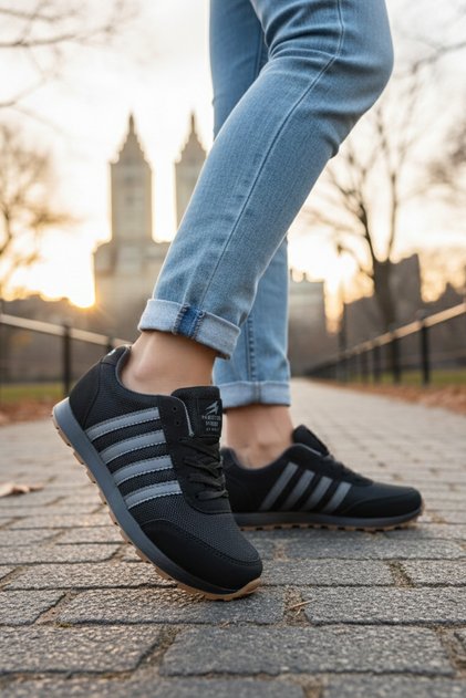 Women's Black Smoked Daily Lace-Up Casual Orthopedic Sneaker Lightweight Durable Stylish Walking Sports Shoes