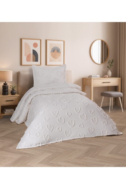Heart 2 Piece Single Bedspread