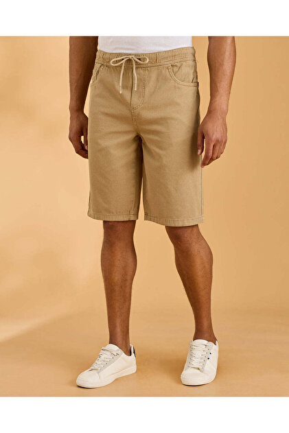 Men Beige Plain Pull-On Shorts