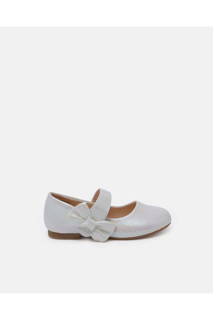 Infant Girls White Bow Strap Ballerina