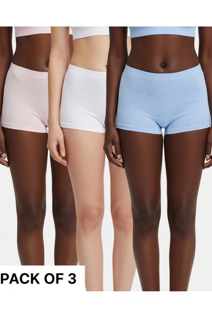 Women Assorted Textured Boyshort Briefs – 3 Pack