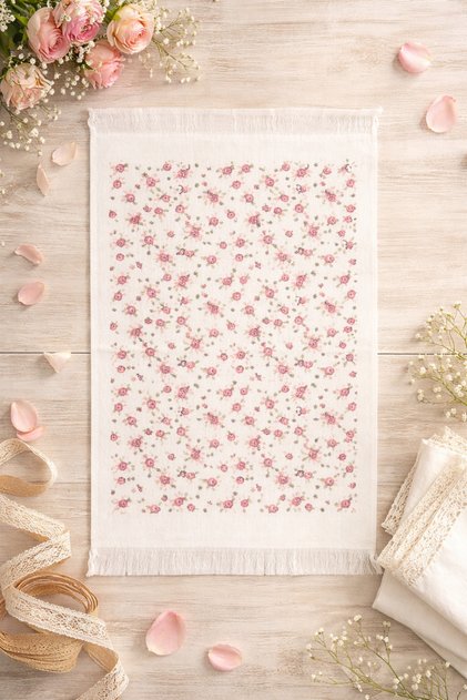 100% Cotton Fringed Digital Print Hand & Face Towel 40X60 cm – Soft Texture, High Water Absorption Kitchen Towel