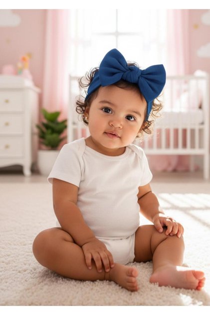 Baby Girl Children's Bow-Tie Hairband, 100% Cotton Combed Cotton, Non-Slip, Ultra Flexible Soft Headband