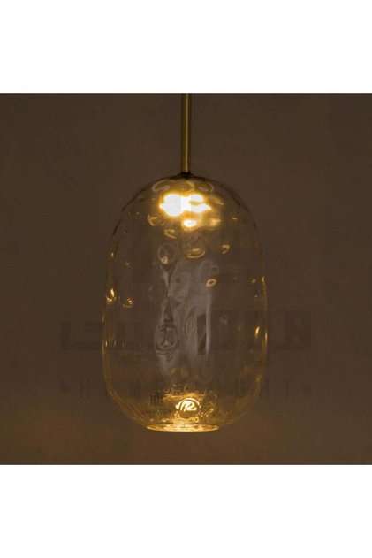 Brass LED pendant, Sheer glass