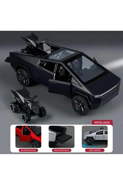 TRUST STORE Die Cast Çek Bırak Metal Tesla Cybertruck ATV'li Model