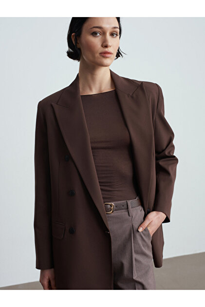 Dilvin 60784 Kruvaze Blazer Ceket-Kahve - Fiyatı, Yorumları