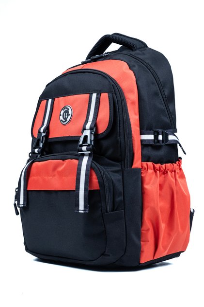 Black Orange School Bag with 4 Compartments, Orthopedic Back Support, Waterproof Elementary School Middle School Backpack
