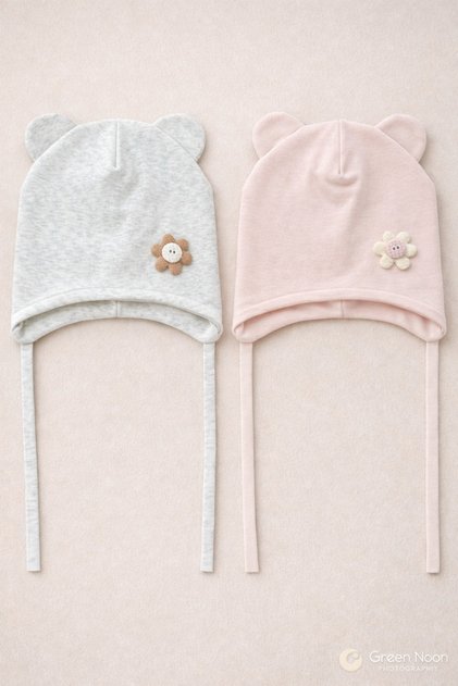 100% Cotton Daisy Figured Baby 2-Piece Beanie