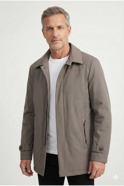 Polo Collar Beige Men's Coat