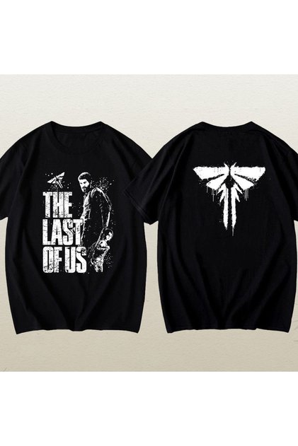 The Last of Us Printed Black Oversize Unisex T-Shirt Basic Comfortable Fit Daily Tshirt
