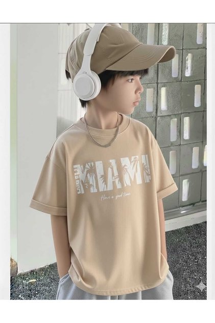 Miami Printed Beige Kids T-Shirt