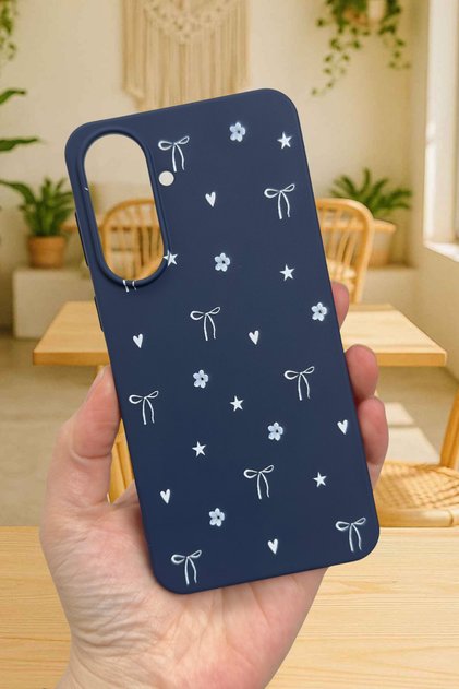 Samsung Galaxy A37 Compatible Mini Bow Patterned Silicone Shock Absorbing Classic Protected Rubber Case