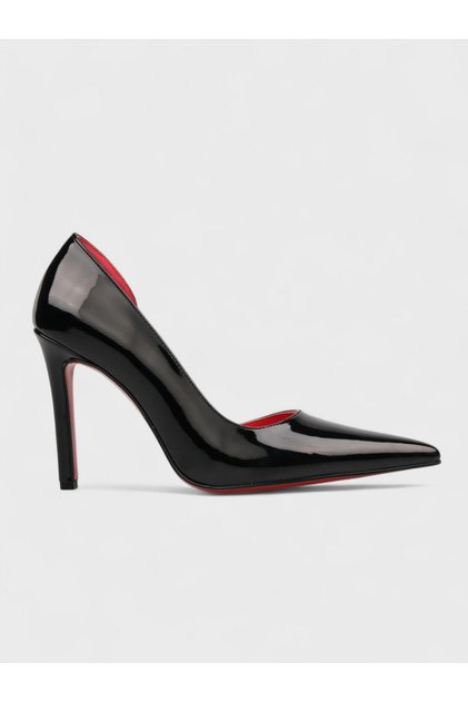Women's winter 11cm open heel shoes - 574 2453 - black patent leather