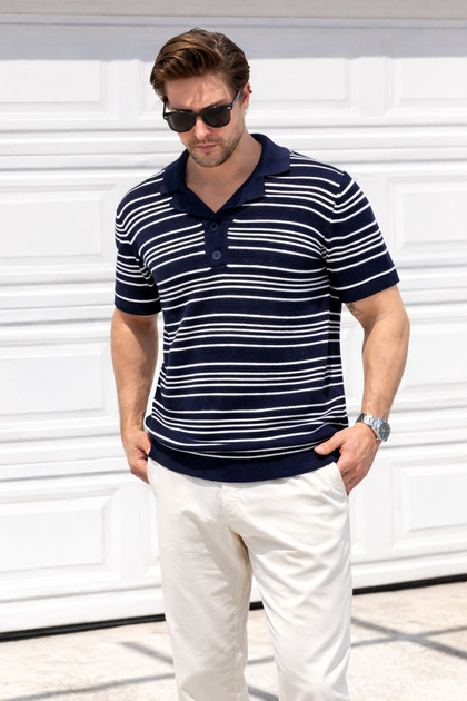 V-Neck Knitwear Men's Cotton T-Shirt