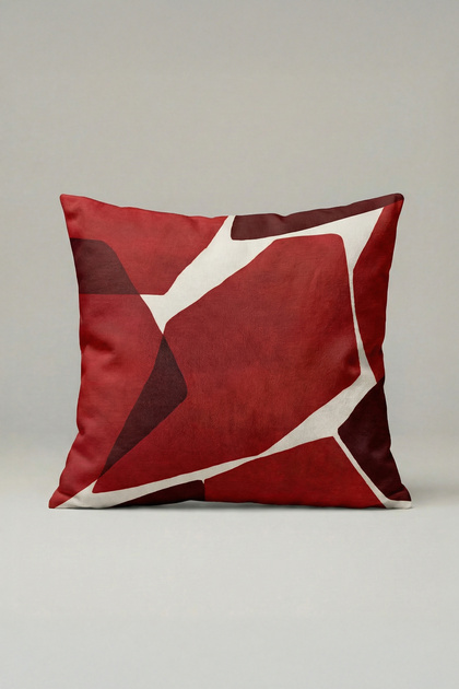 Modern Red Geometric Pattern Throw Pillow Cover 044 – Abstract Striped Decorative Pillowcase 45X45 cm