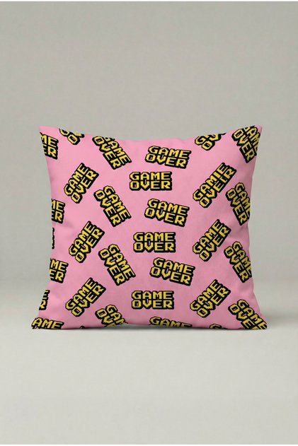 Game over Patterned Decorative Throw Pillow Cover 097 – Retro Gamer Design 45X45 cm