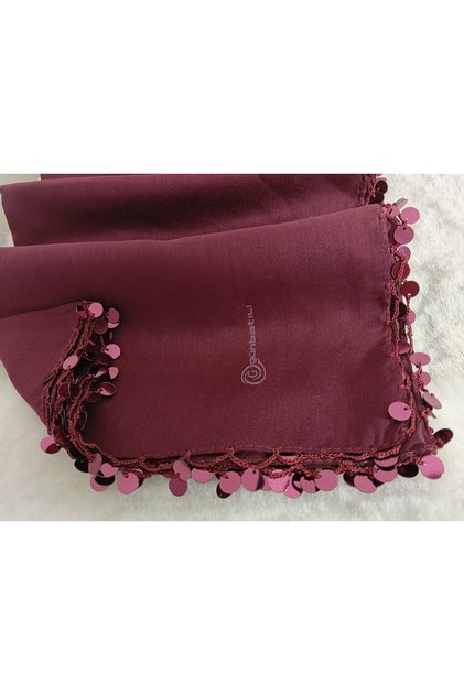 Handmade Plastic Sequin Writing, Yemeni Cheesecloth, Scarf, 4 Edges Embroidered