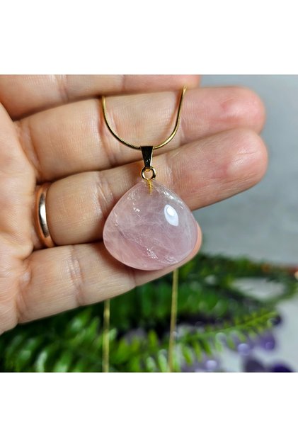 Pink Quartz Natural Stone Necklace - 6 - (Handmade Design Products)