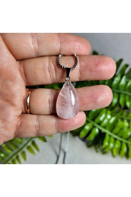 Pink Quartz Natural Stone Necklace - 10 - (Handmade Design Products)