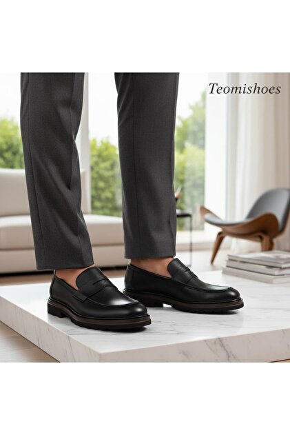 SİYAH KALIN TABAN BAĞCIKSIZ LOAFER