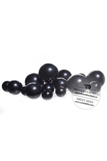 Set 20 sfere tort topper negru lucios