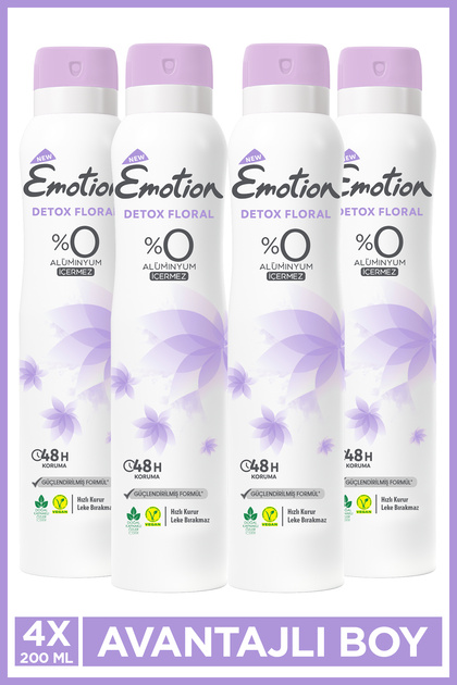 Detox Floral Kadın Alüminyumsuz Vegan Deodorant 4x200 Ml