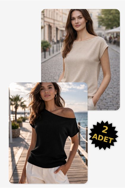 Women's Knitwear Blouse Batwing Sleeve Short Sleeve Sausage Collar Boat Neck Basic Casual 2 Pieces Mink/Black
