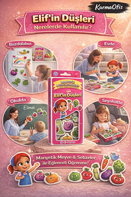 KarmaOfis Elif'in Düşleri Manyetik Magnet Seti 26 Parça – Eğitici