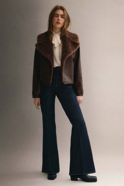Teddy-collared biker jacket