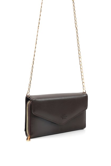 Brown Color Shk286 Faux Leather 4 Compartments, Chain, Phone Holder and Shoulder Bag