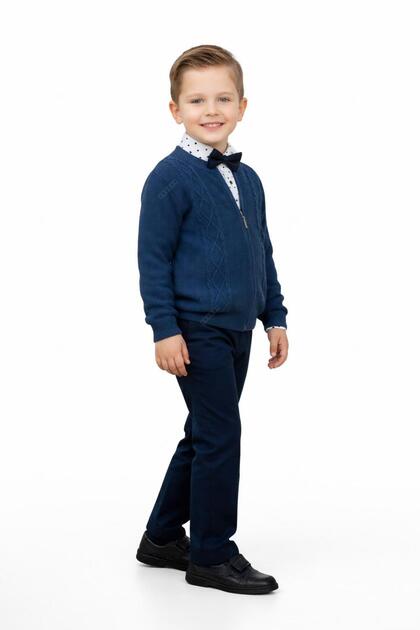 Boy's Holiday 3-Piece Set Shirt Bow Tie Cardigan Pants Cotton Stylish Combination 5-6-7-8 Years Old