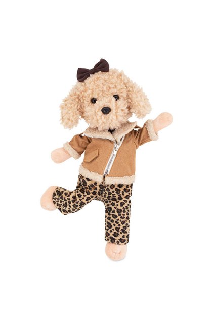 Catelusa de Plus Premium, Lucky Fendy Leopard Outfit, 38 cm, in cutie cadou si dulapior cu umerase
