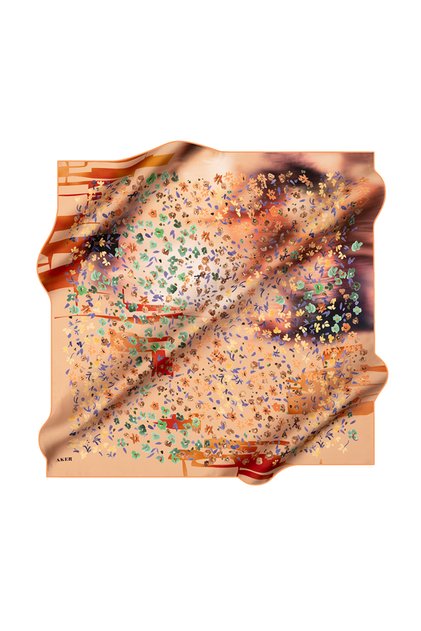 Orange 90X90 Silk Crepe Satin Scarf
