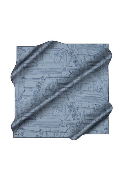 Dark Blue 90X90 Silk Crepe Satin Scarf