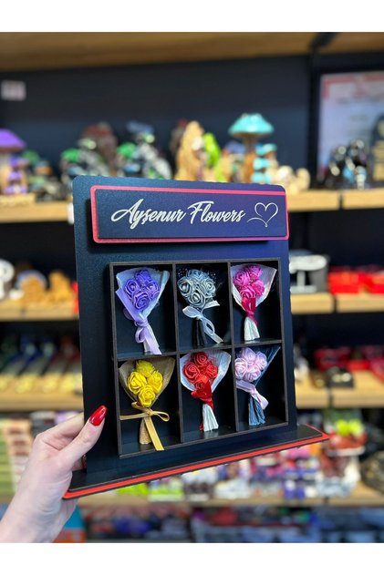 Çiçek Otomatı Love Flowers Kişiye Özel Mini Buketli Sevgiliye Hediye Hot Flowers Ledsiz
