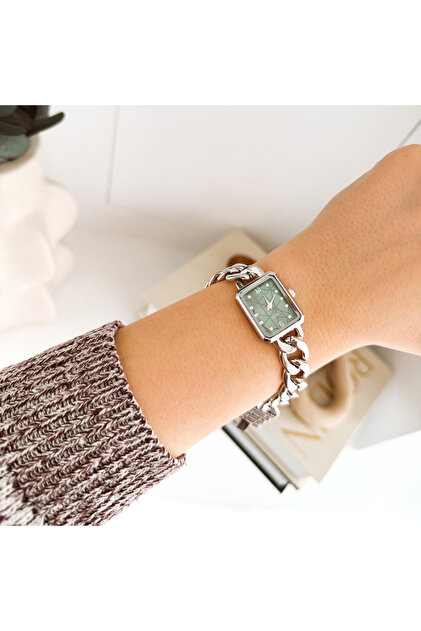 Norvel Silver-Green Watch | Clock
